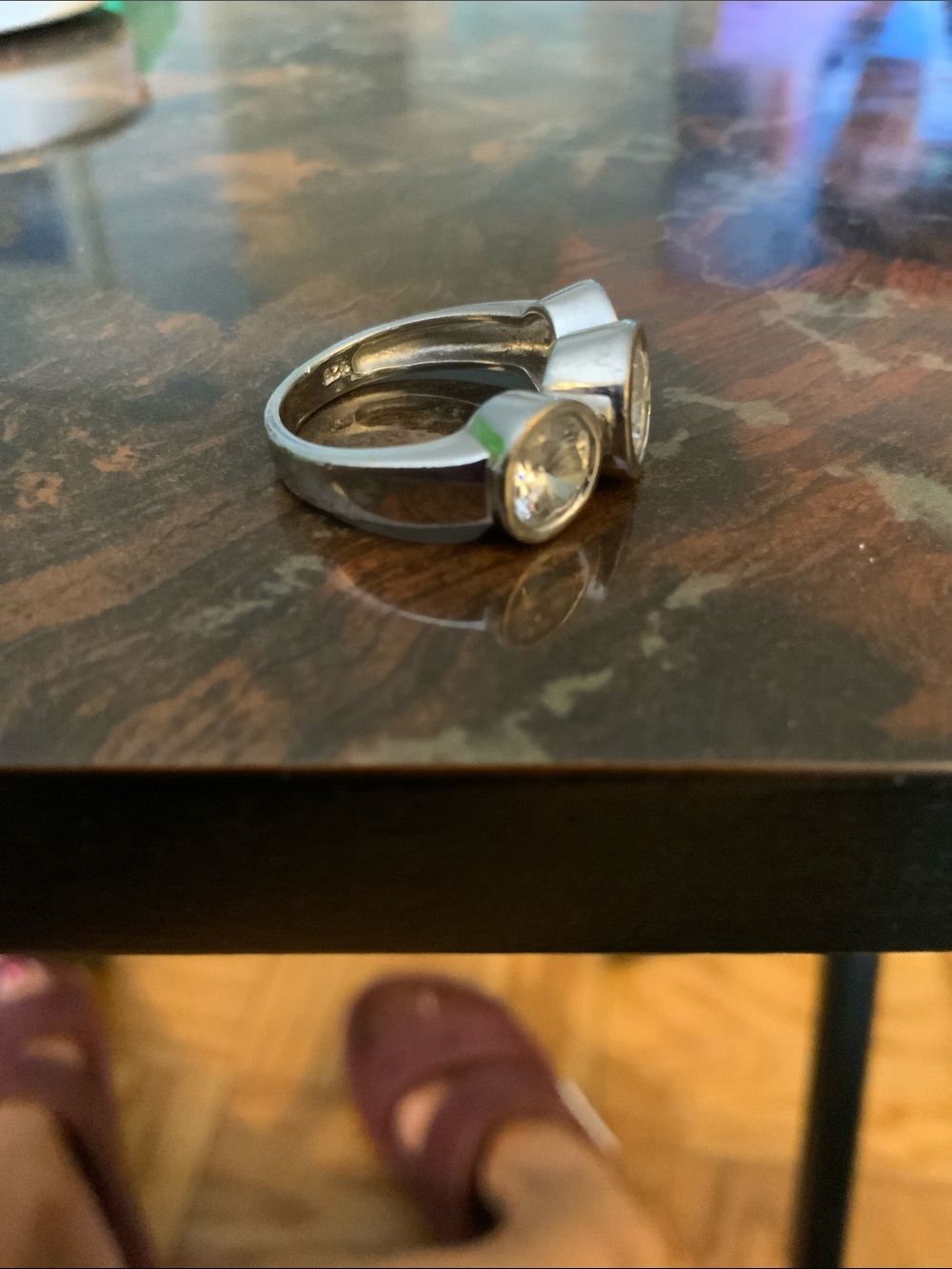Sterling Silver Triple Round CZ Statement Ring - Silver - Picture 3 of 5